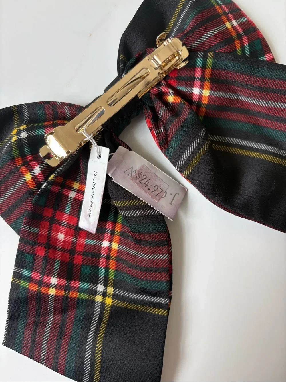 J. Crew Handmade Kids Bow Trio - Pink Satin, Black Satin & Tartan Pearl